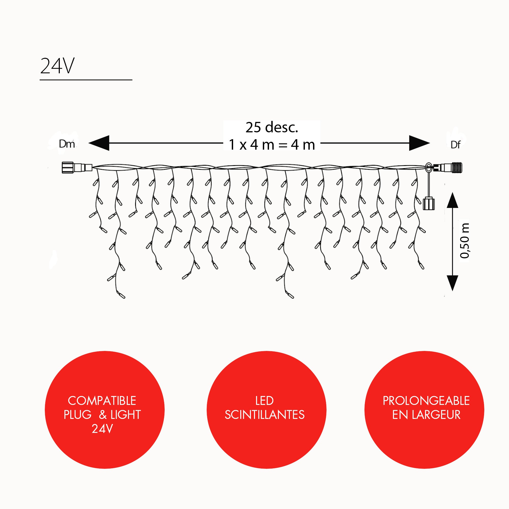 Frise scintillante H0,50 x L4m - 24V